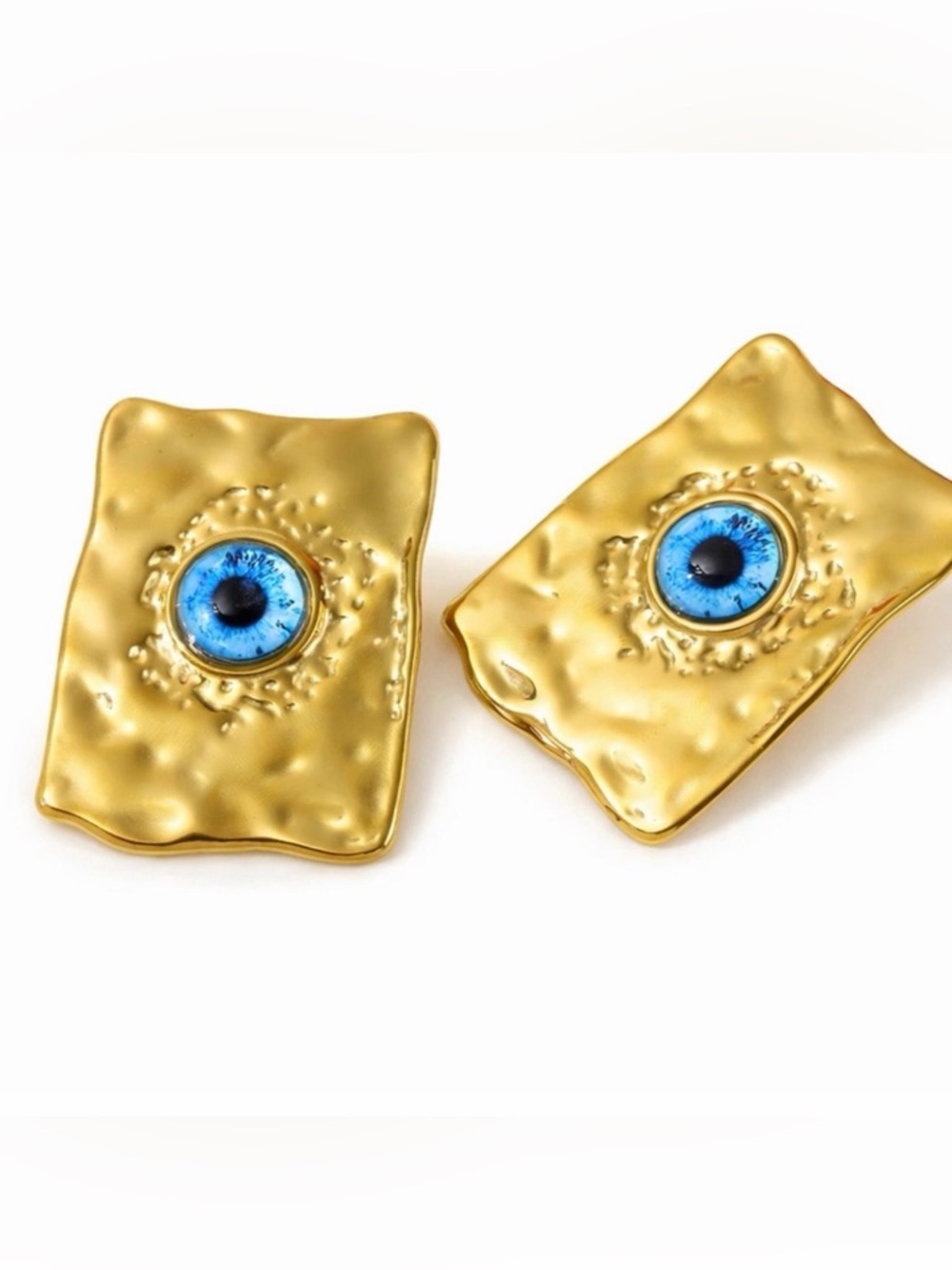 Evil Eye Rectangular Earrings Modern Style